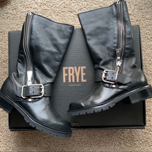 frye women's samantha zip tall motorcycle boot
